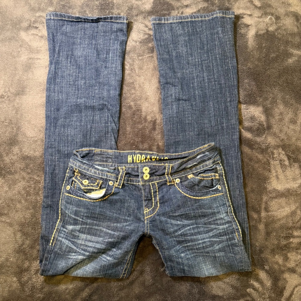 Hydraulic Metro Low Rise Boot Flare Jeans Dark Wash Y2K Size 7/8